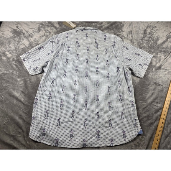 Tommy Bahama Button Up Shirt Mens XL Blue/White Hula Girl Polka Dot Stretch - Picture 8 of 8